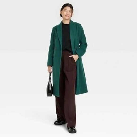 A New Day Belted Essential Wool Blend Overcoat Jacket Green Size XS - Picture 1 of 7